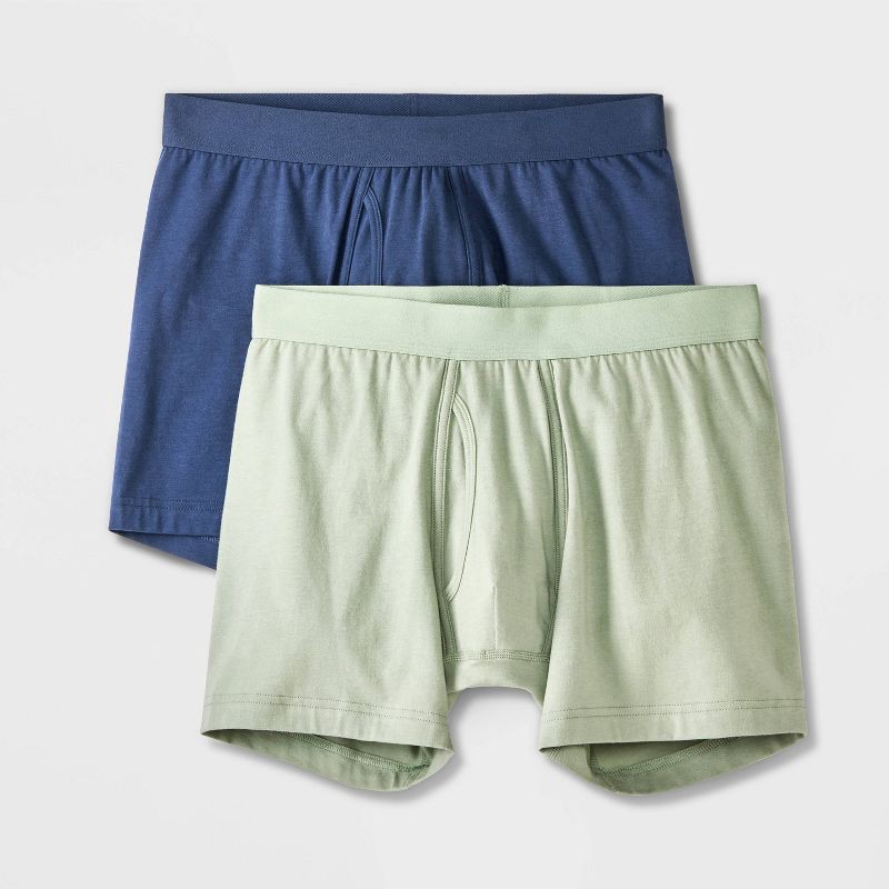 slide 1 of 4, Men's 2pk Fashion Boxer Briefs - Goodfellow & Co™ Blue M, 2 ct