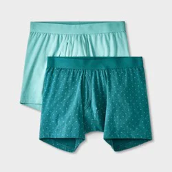 Men's 2pk Fashion Boxer Briefs - Goodfellow & Co™ Aqua Green L: Cotton Spandex Knit, Mid Rise, Pull-On