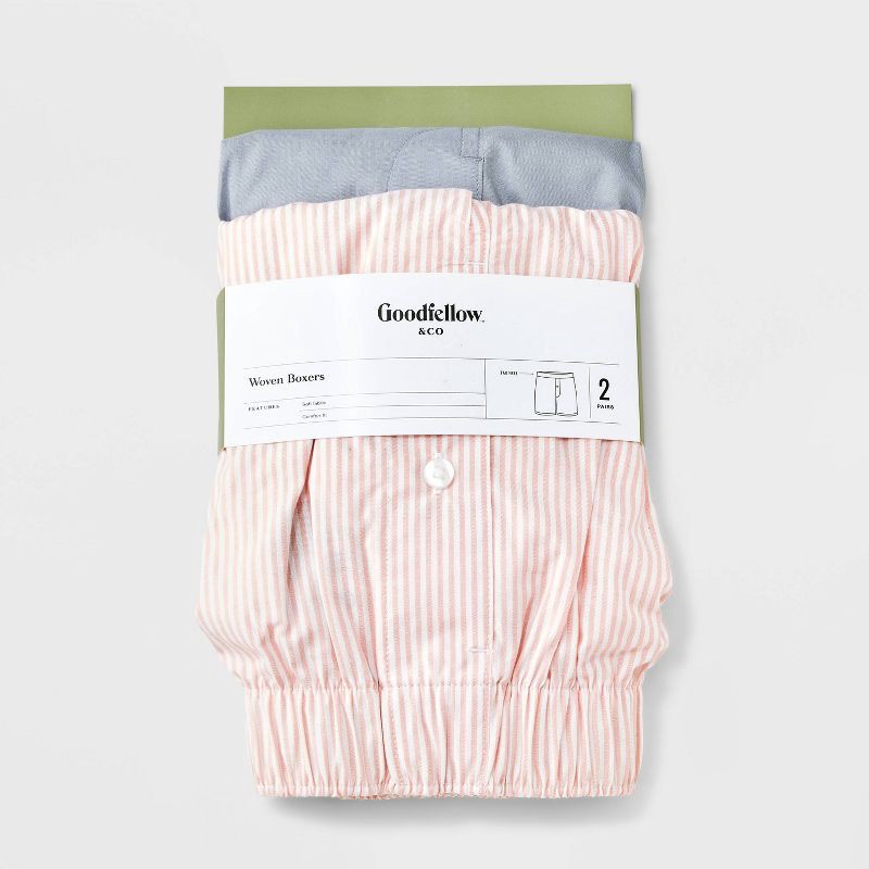 slide 2 of 4, Men's 2pk Fashion Woven Boxer Briefs - Goodfellow & Co™ Pink S, 2 ct