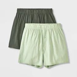 Men's 2pk Fashion Knit Boxer Briefs - Goodfellow & Co™ Sage Green L: Cotton Spandex, Mid Rise, Pull-On