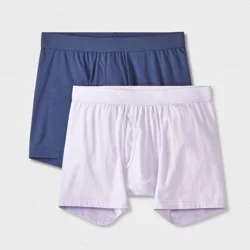 Men's 2pk Fashion Boxer Briefs - Goodfellow & Co™ Purple M: Cotton Blend, Mid Rise, Pull-On Waist, Knit Fabric