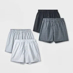 Men's 4pk Striped Woven Boxer Shorts - Goodfellow & Co™ Gray/Black S: Mid Rise, Elastic Waistband