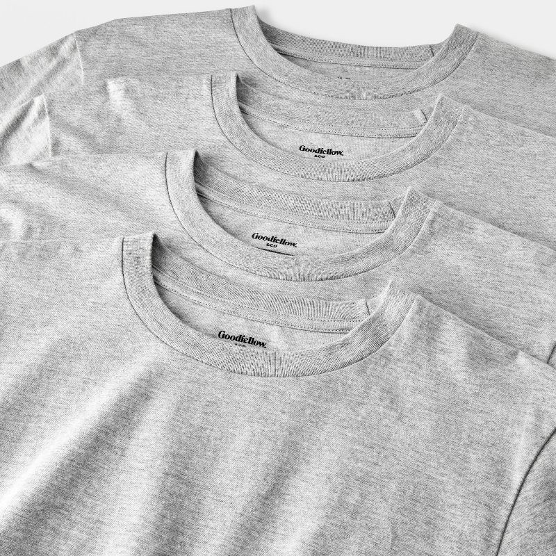 slide 4 of 4, Men's Short Sleeve Crew Neck T-Shirt - Goodfellow & Co™ Heathered Gray M: Lightweight Jersey,, 1 ct