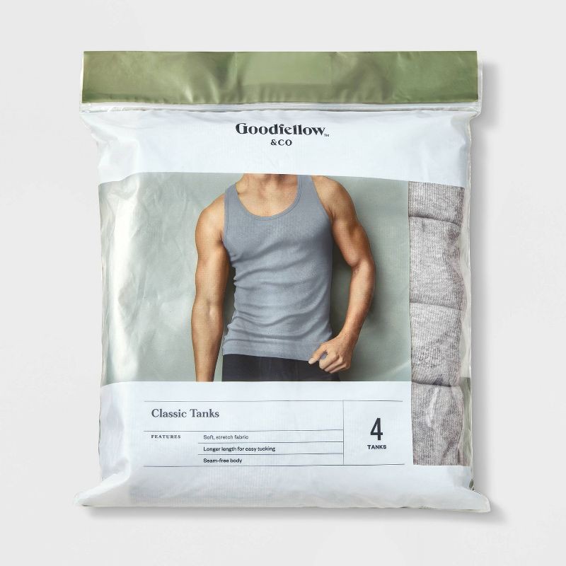 slide 2 of 4, Men's Tank Top - Goodfellow & Co™ Heathered Gray M: Lightweight, Scoopneck, Pullover, 1 ct