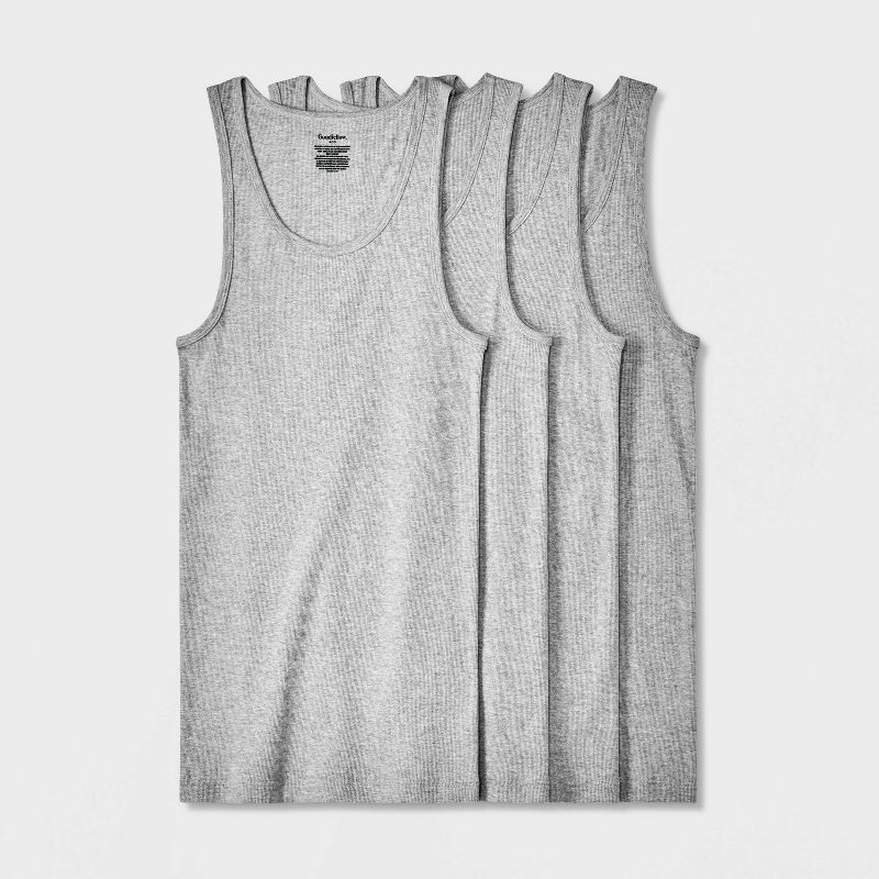 slide 1 of 4, Men's Tank Top - Goodfellow & Co™ Heathered Gray M: Lightweight, Scoopneck, Pullover, 1 ct