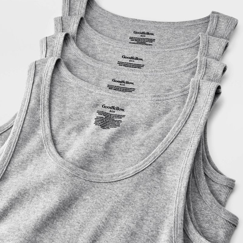 slide 4 of 4, Men's Tank Top - Goodfellow & Co™ Heathered Gray M: Lightweight, Scoopneck, Pullover, 1 ct