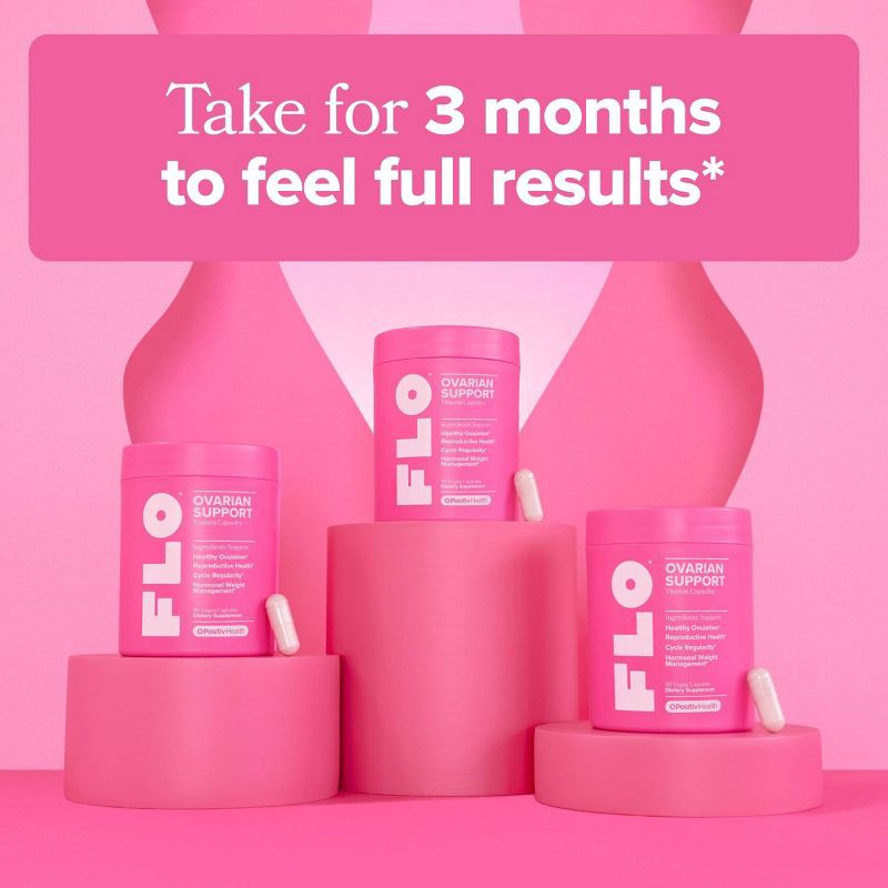 slide 5 of 7, O Positiv FLO Ovarian Support Vegan Capsules - 90ct, 90 ct