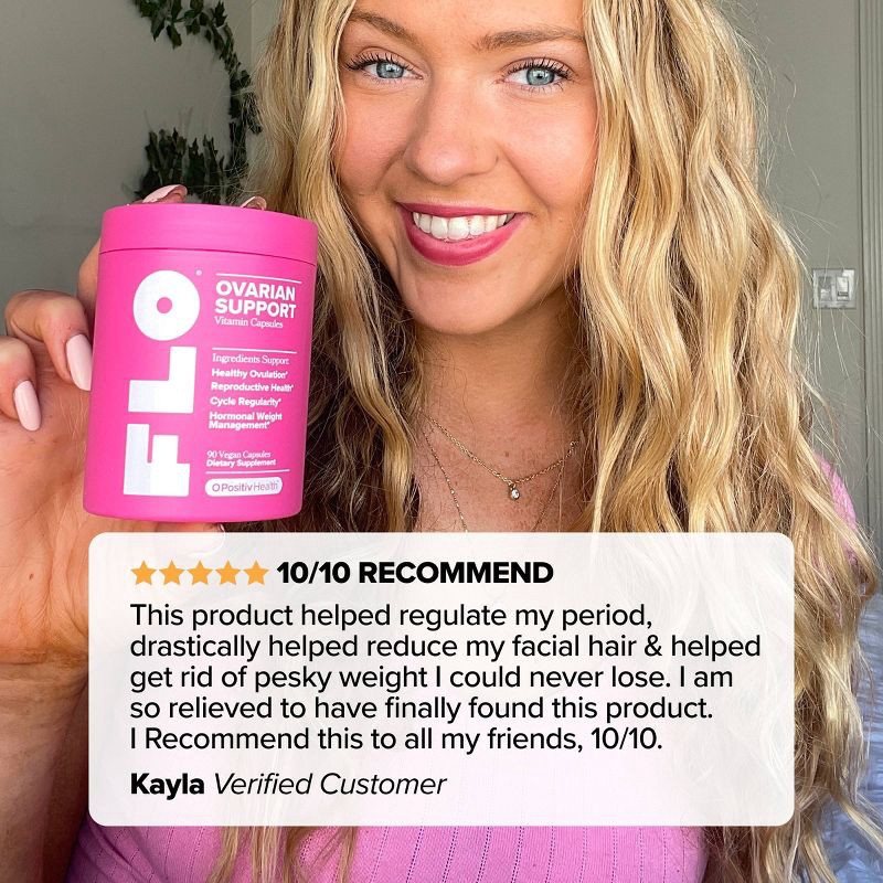 slide 6 of 7, O Positiv FLO Ovarian Support Vegan Capsules - 90ct, 90 ct