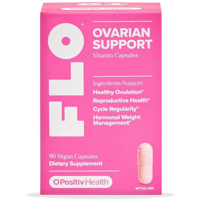 slide 1 of 7, O Positiv FLO Ovarian Support Vegan Capsules - 90ct, 90 ct