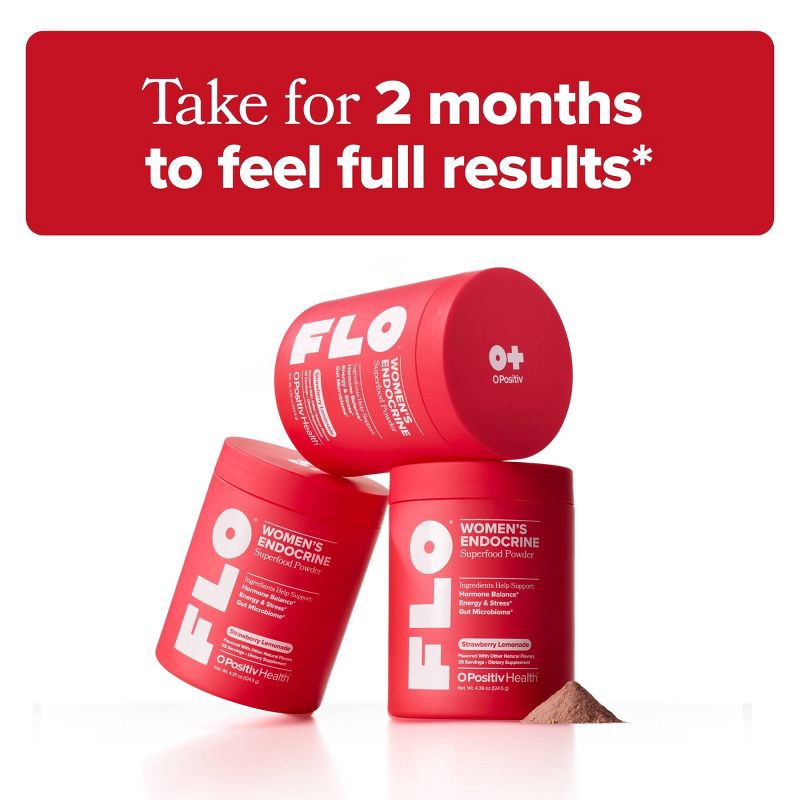 slide 5 of 8, O Positiv FLO Endocrine Superfood Powder - Strawberry Lemonade - 4.39oz, 4.39 oz