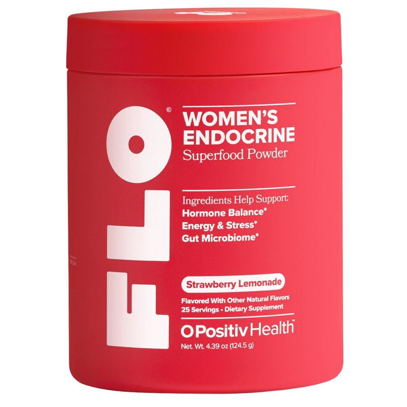 slide 1 of 8, O Positiv FLO Endocrine Superfood Powder - Strawberry Lemonade - 4.39oz, 4.39 oz
