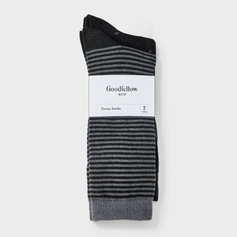 slide 2 of 3, Men's 2pk Casual Crew Socks - Goodfellow & Co™ Black 6-12, 2 ct