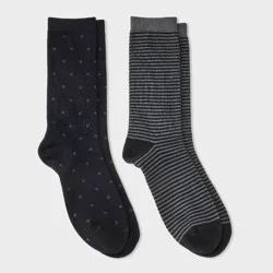 Men's 2pk Casual Crew Socks - Goodfellow & Co™ Black 6-12
