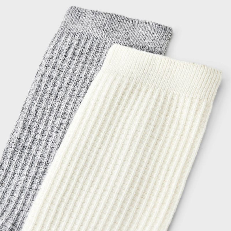 slide 3 of 3, Men's 2pk Casual Crew Socks - Goodfellow & Co™ Ivory/Gray 6-12, 2 ct