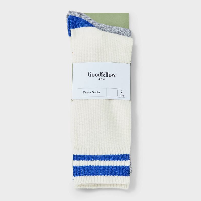 slide 2 of 3, Men's 2pk Casual Crew Socks - Goodfellow & Co™ Heathered Gray 6-12, 2 ct