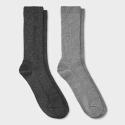 Men's 2pk Casual Crew Socks - Goodfellow & Co™ Black/Gray 6-12