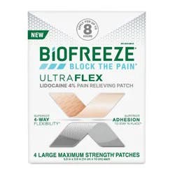 Biofreeze Lidocaine Ultraflex Joint and Muscle Pain Relievers Patch - 4ct