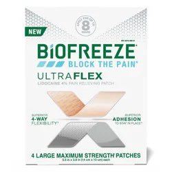 Biofreeze Lidocaine Ultraflex Joint and Muscle Pain Relievers Patch - 4ct