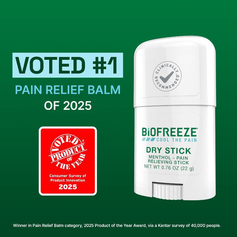 slide 9 of 13, Biofreeze Dry Joint and Muscle Pain Relievers Solid Stick - 0.76oz, 0.76 oz
