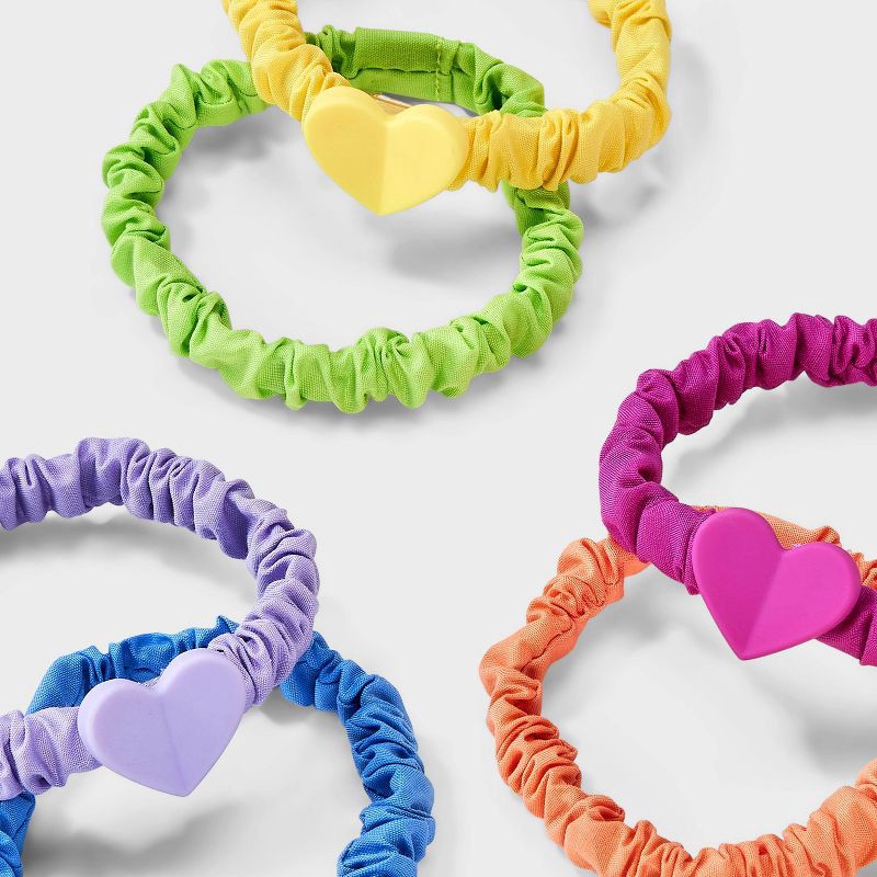 slide 3 of 3, Mini Elastic Scrunchies with Hearts - 6pk - Cat & Jack, 6 ct