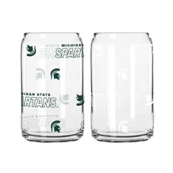 NCAA Michigan State Spartans 2pk Glass Can - 16oz: Stemless Pint Glasses, Specialty Beer Glasses