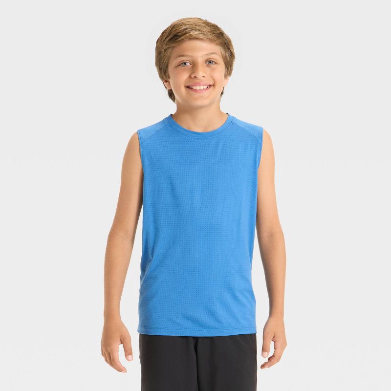 slide 1 of 3, Boys' Raglan Tank Top - All In Motion™ Blue XS, 1 ct