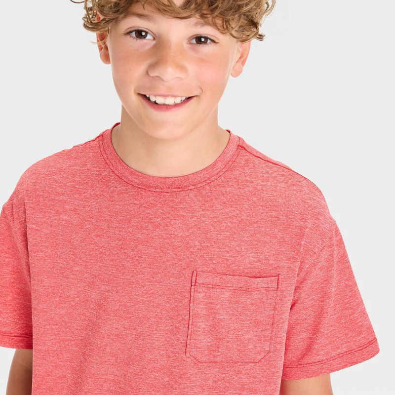 slide 3 of 3, Boys' Ventilated Pocket T-Shirt - All In Motion™ Red XS, 1 ct