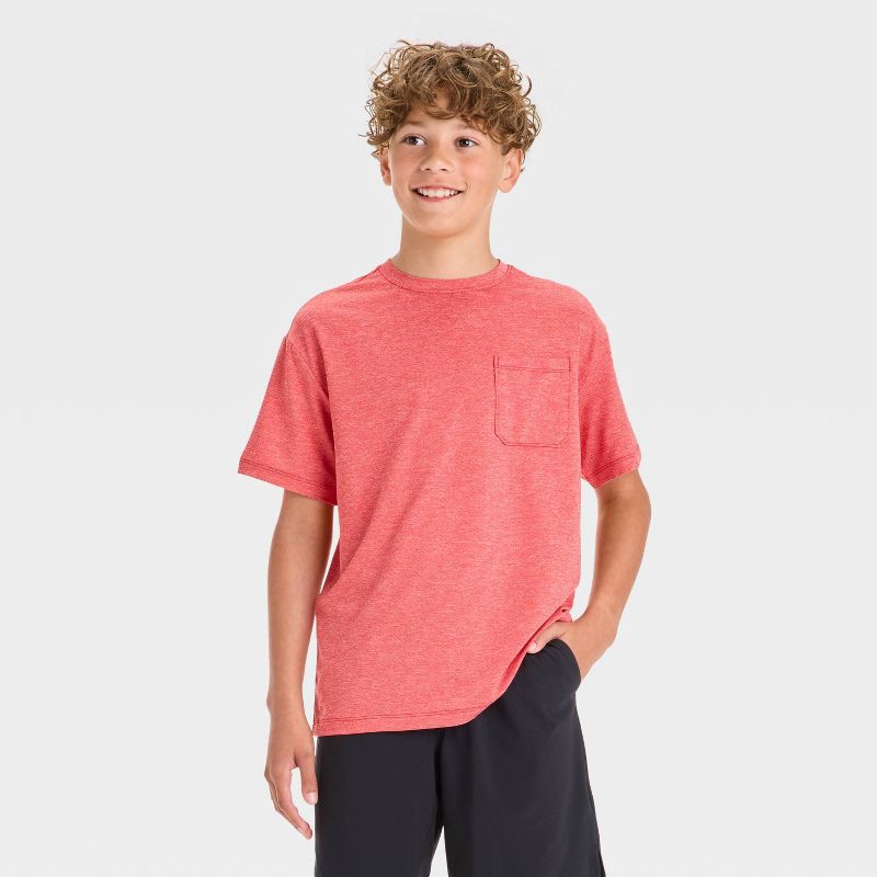 slide 1 of 3, Boys' Ventilated Pocket T-Shirt - All In Motion™ Red XS, 1 ct