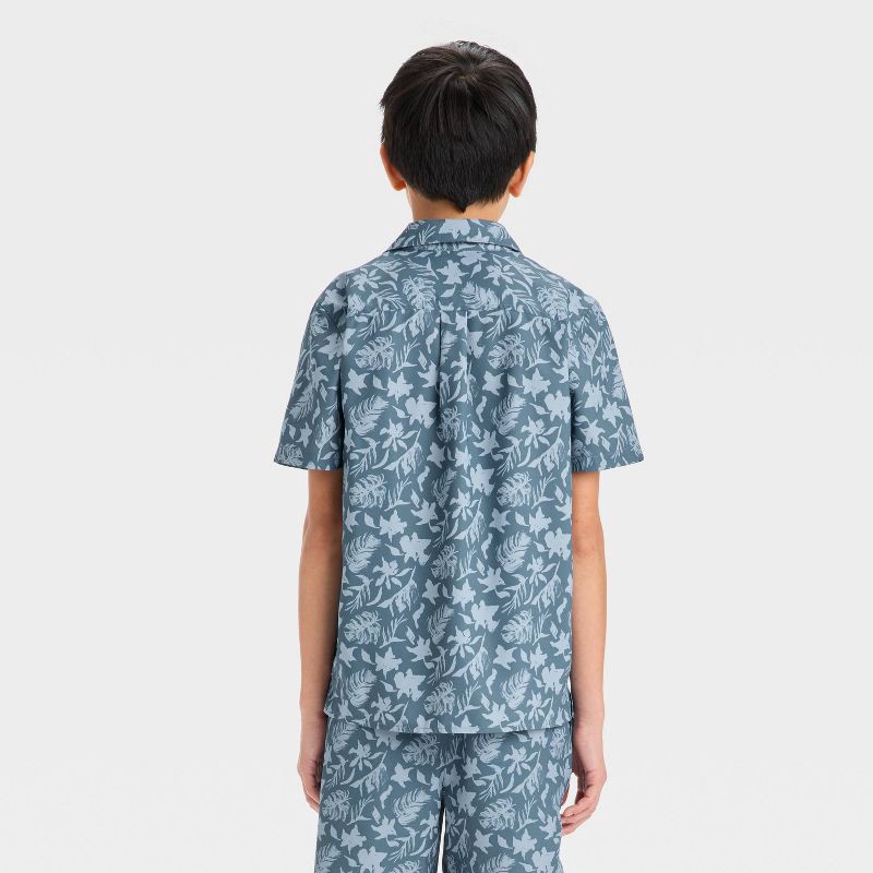 slide 2 of 3, Boys' Short Sleeve Resort Shirt - All In Motion™ Blue S, 1 ct
