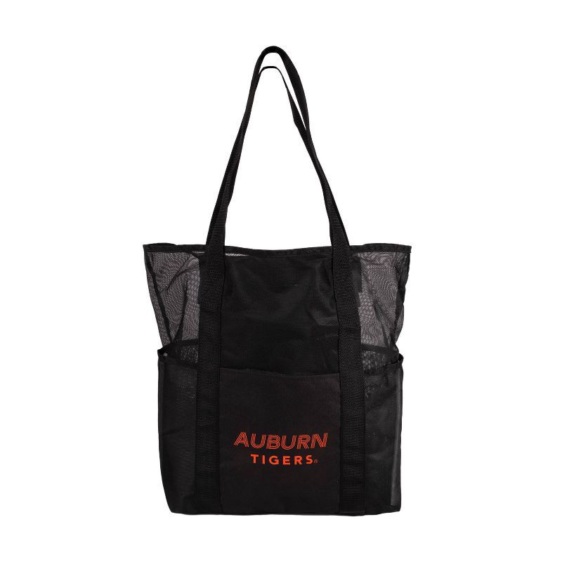slide 1 of 1, NCAA Auburn Tigers Black Mesh Tote: Sports Pattern Polyester Shoulder Bag, 1 ct