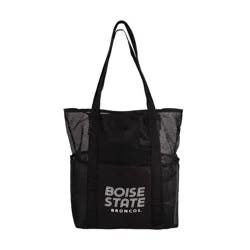NCAA Boise State Broncos Black Mesh Tote: Sports Pattern, Polyester, Shoulder Strap