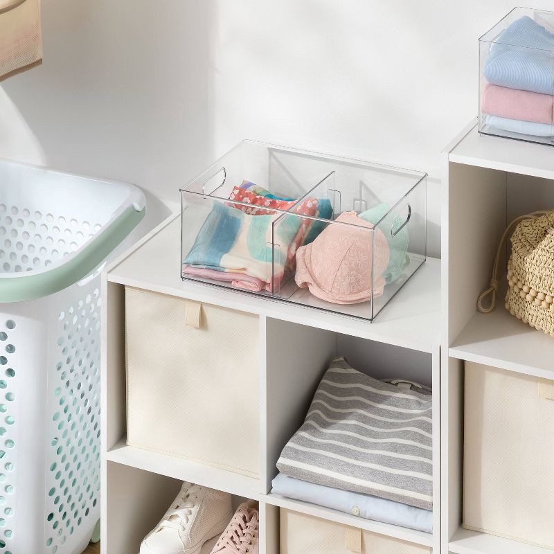 slide 2 of 3, All Purpose Clear Storage Bin with Adjustable Divider Large - Brightroom™, 1 ct