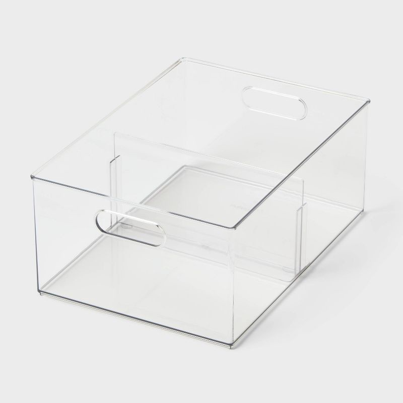 slide 1 of 3, All Purpose Clear Storage Bin with Adjustable Divider Large - Brightroom™, 1 ct