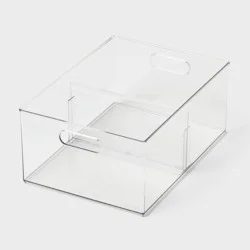 All Purpose Clear Storage Bin with Adjustable Divider Large - Brightroom™
