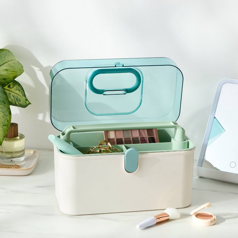 slide 2 of 5, Lidded Storage Caddy Blue - Brightroom™, 1 ct