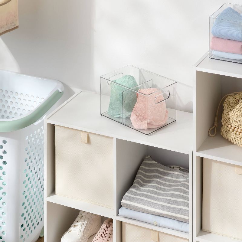 slide 2 of 3, All Purpose Clear Storage Bin with Adjustable Divider Small - Brightroom™, 1 ct