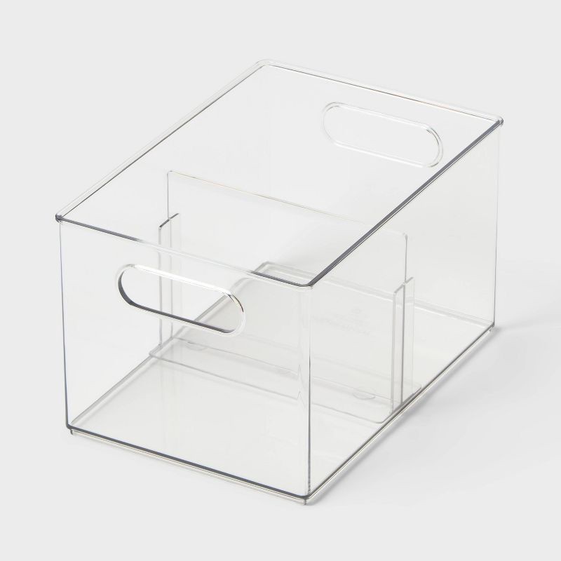 slide 1 of 3, All Purpose Clear Storage Bin with Adjustable Divider Small - Brightroom™, 1 ct