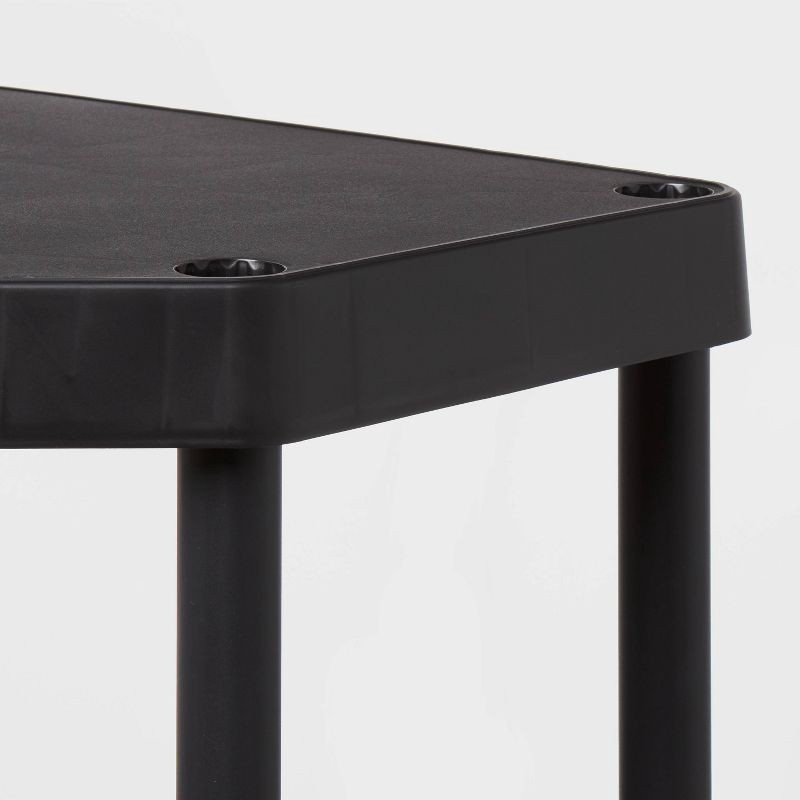 slide 3 of 3, 4 Tier Plastic Corner Shelf Unit Black - Brightroom™, 1 ct