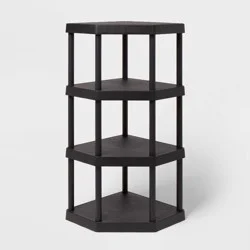 4 Tier Plastic Corner Shelf Unit Black - Brightroom™