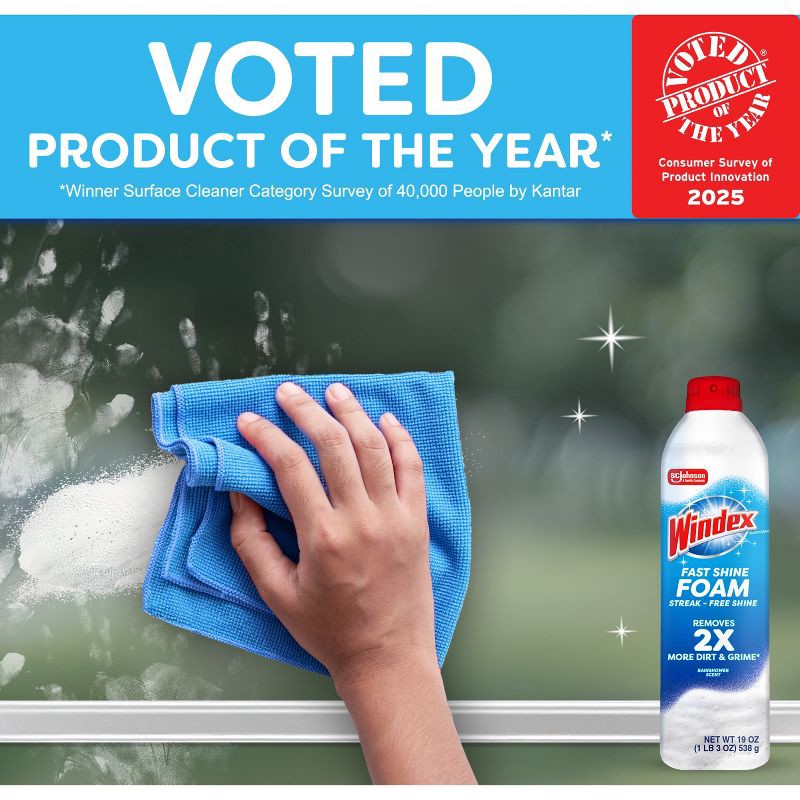 slide 6 of 11, Windex Fast Shine Foaming Glass Cleaner - 19oz, 19 oz