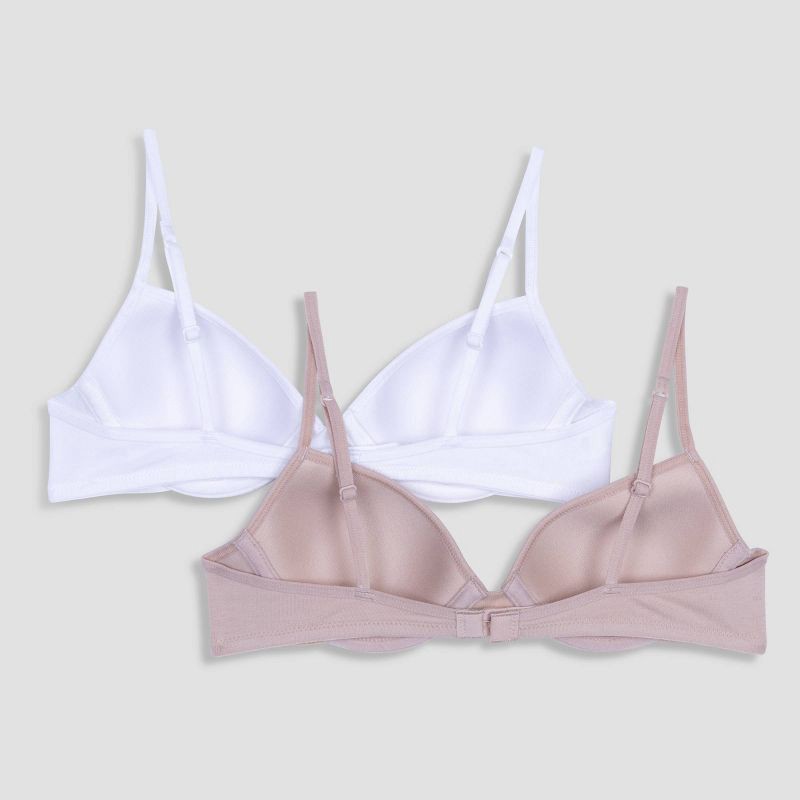 slide 3 of 3, Hanes Girls' 2pk Cotton Molded T-Shirt Bra - White/Beige 36A, 2 ct