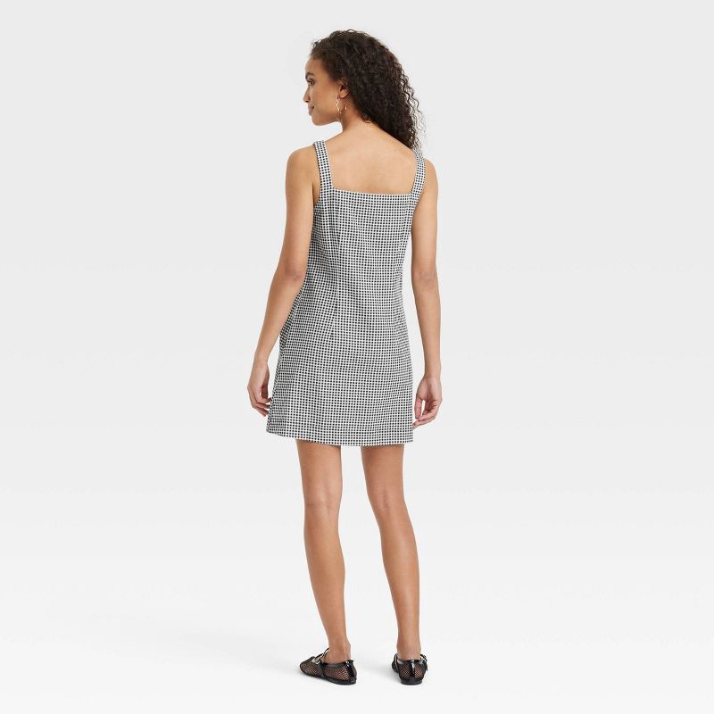 slide 2 of 3, Women's Tank Mini Shift Dress - A New Day™ Black Gingham XL: Cotton Linen Blend, Squareneck, Sleeveless, 1 ct