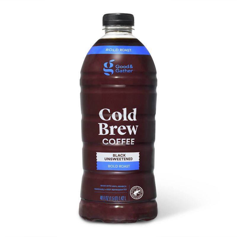 slide 1 of 4, Cold Brew Coffee Black Bold Roast - 48 fl oz - Good & Gather™, 48 fl oz
