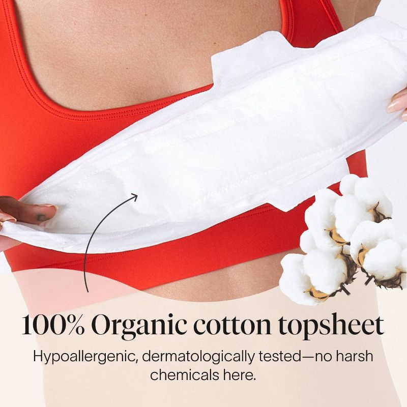 slide 6 of 8, Cora Extra Heavy Overnight Pads with Wings Organic Cotton Topsheet - Ultra Thin - 20ct, 20 ct