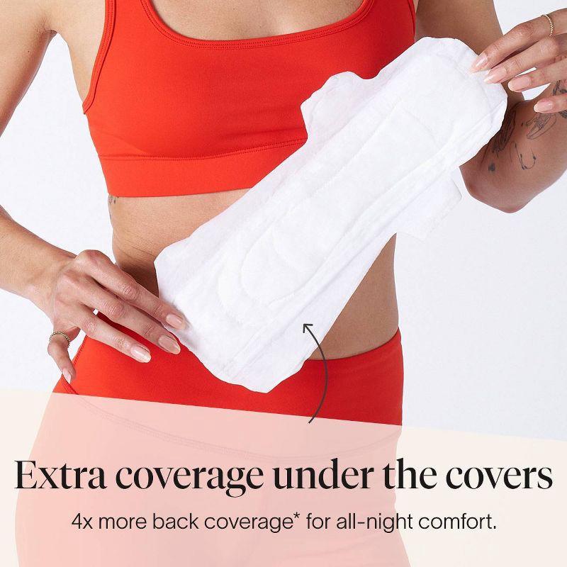 slide 4 of 8, Cora Extra Heavy Overnight Pads with Wings Organic Cotton Topsheet - Ultra Thin - 20ct, 20 ct