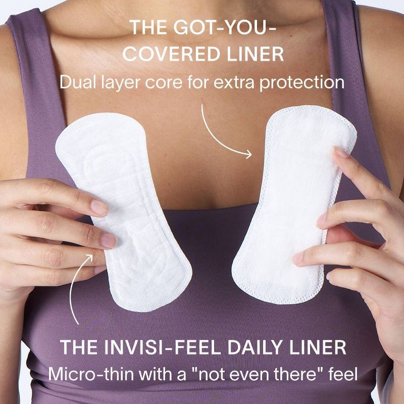 slide 7 of 8, Cora Invisi-feel Daily Panty Liner Micro Thin Organic Cotton Topsheet - 80ct, 80 ct