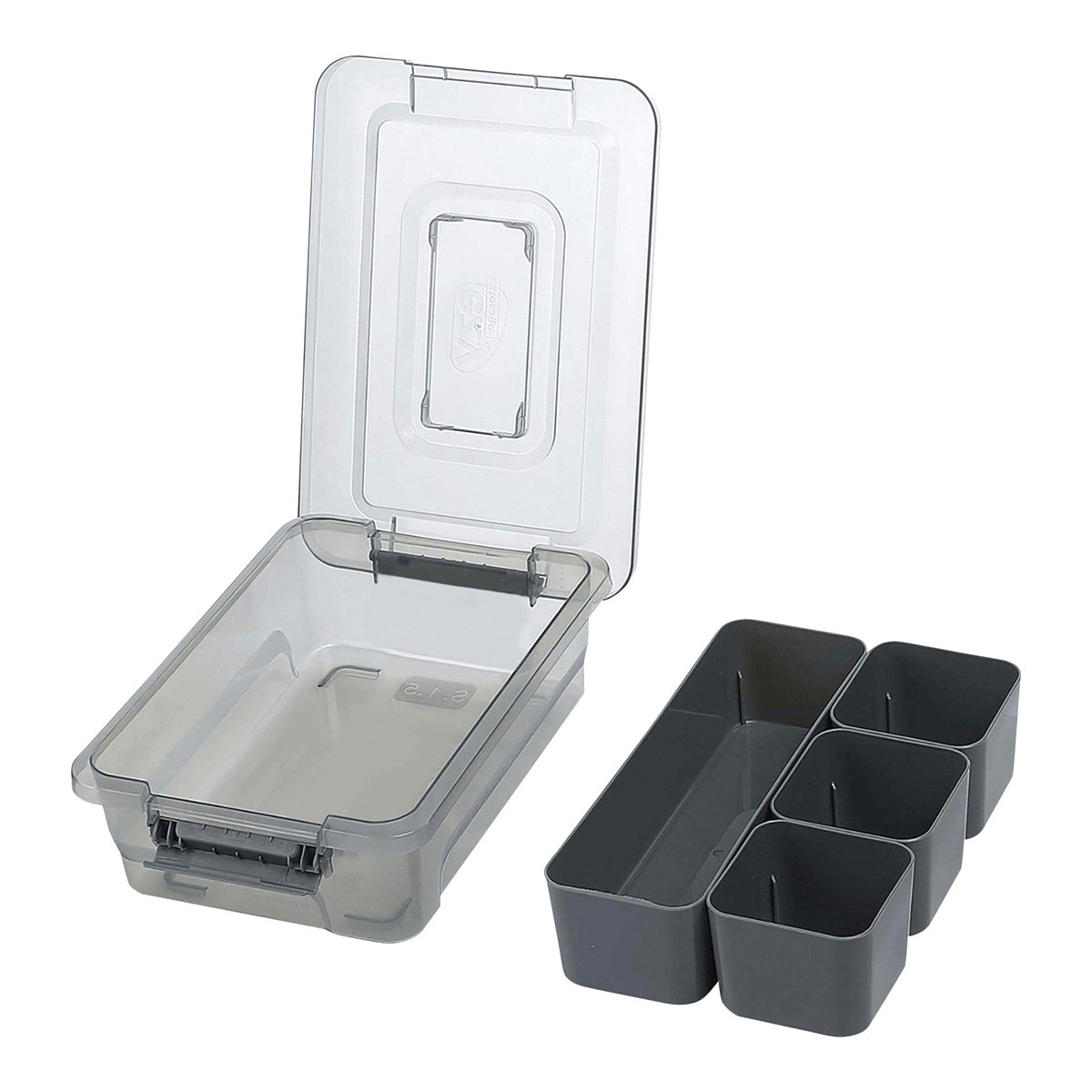 slide 2 of 2, EZY Storage Sort It Container W/4 Cups - Grey, 1.6 qt