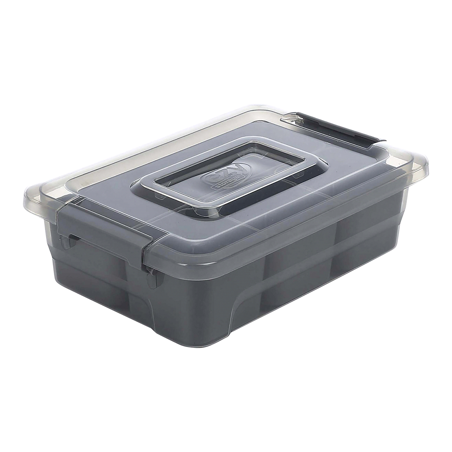 slide 1 of 2, EZY Storage Sort It Container W/4 Cups - Grey, 1.6 qt