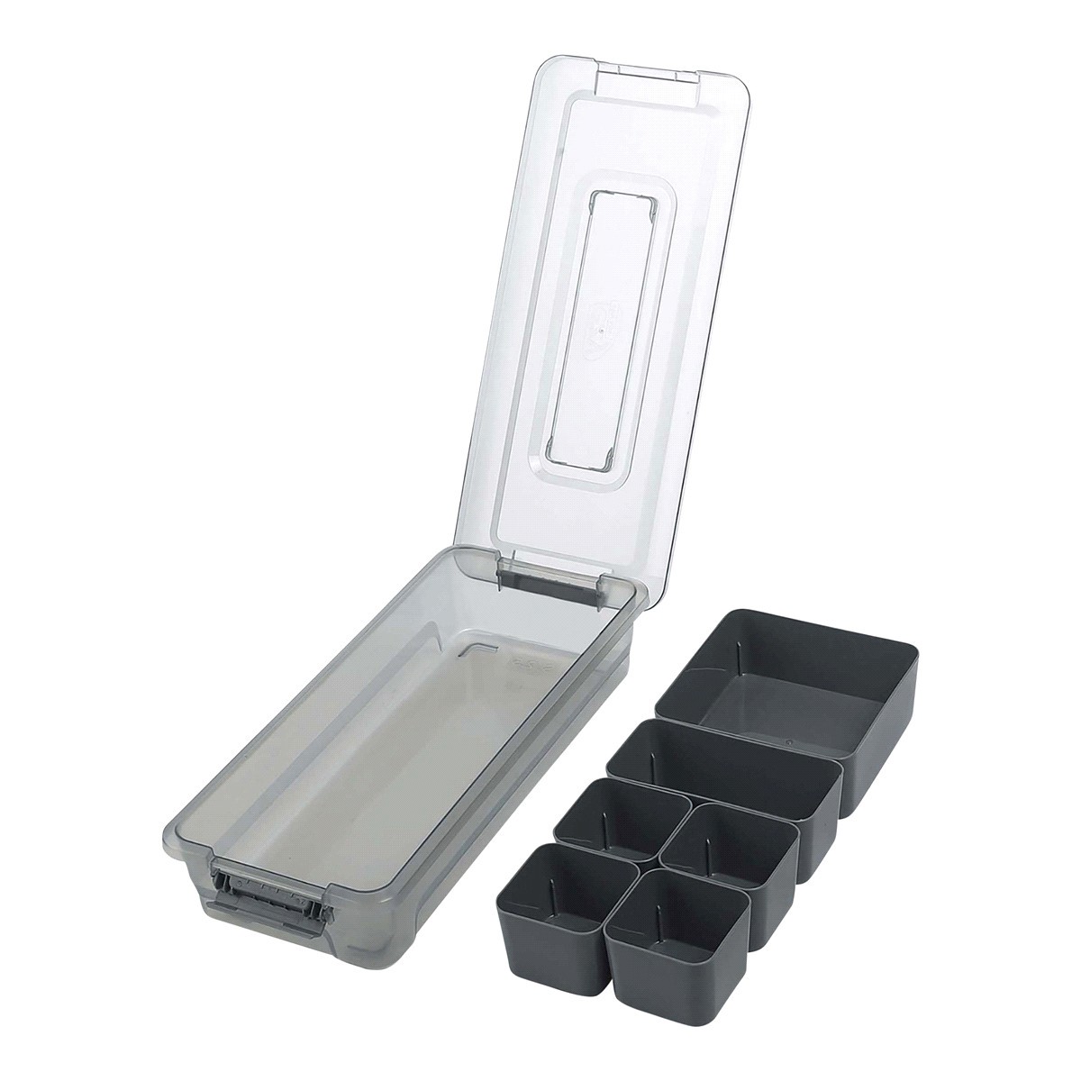 slide 2 of 2, EZY STORAGE Sort It Container W/6 Cups - Grey, 2.6 qt