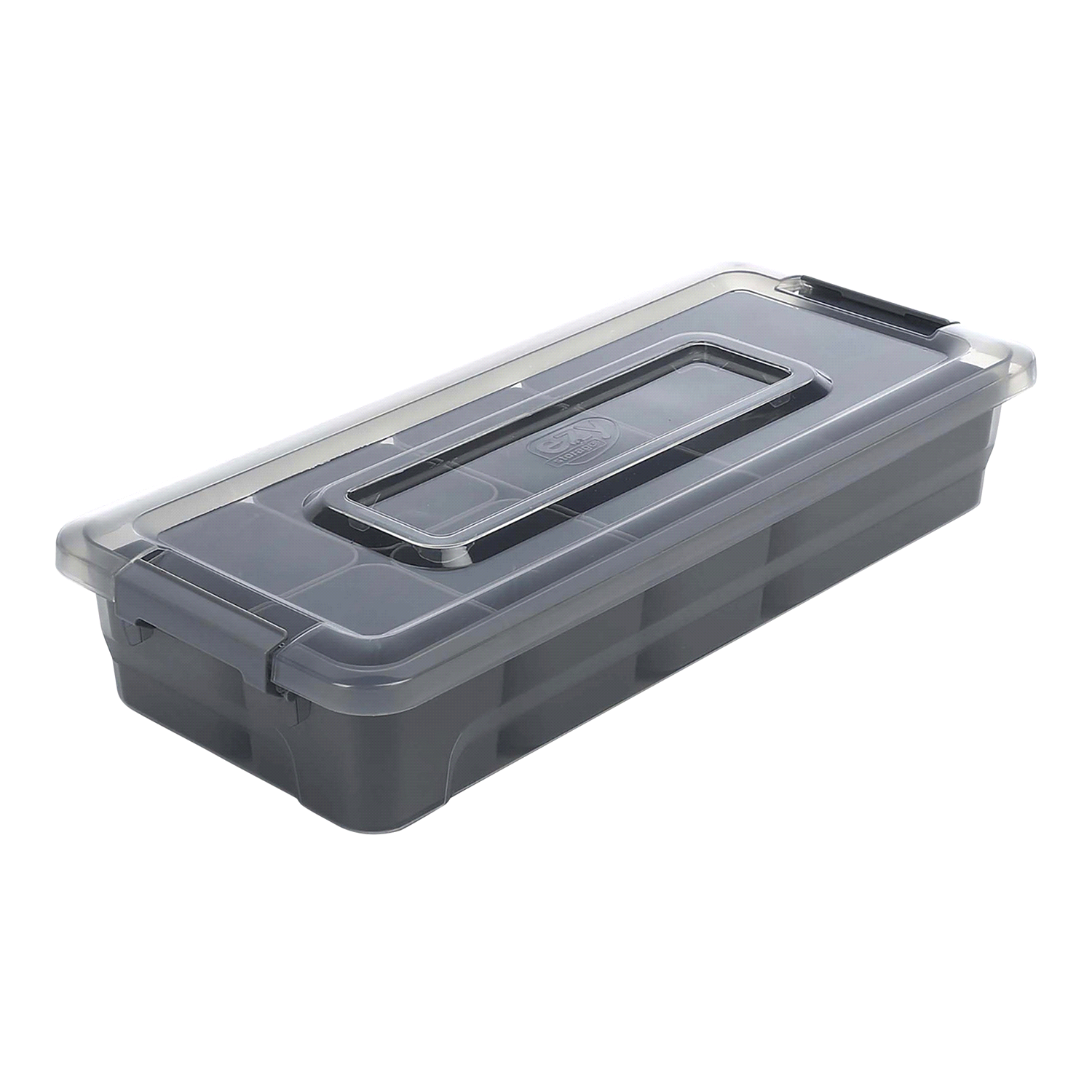 slide 1 of 2, EZY STORAGE Sort It Container W/6 Cups - Grey, 2.6 qt
